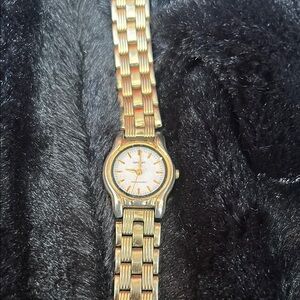 Gold and Silver Watch with White Dial